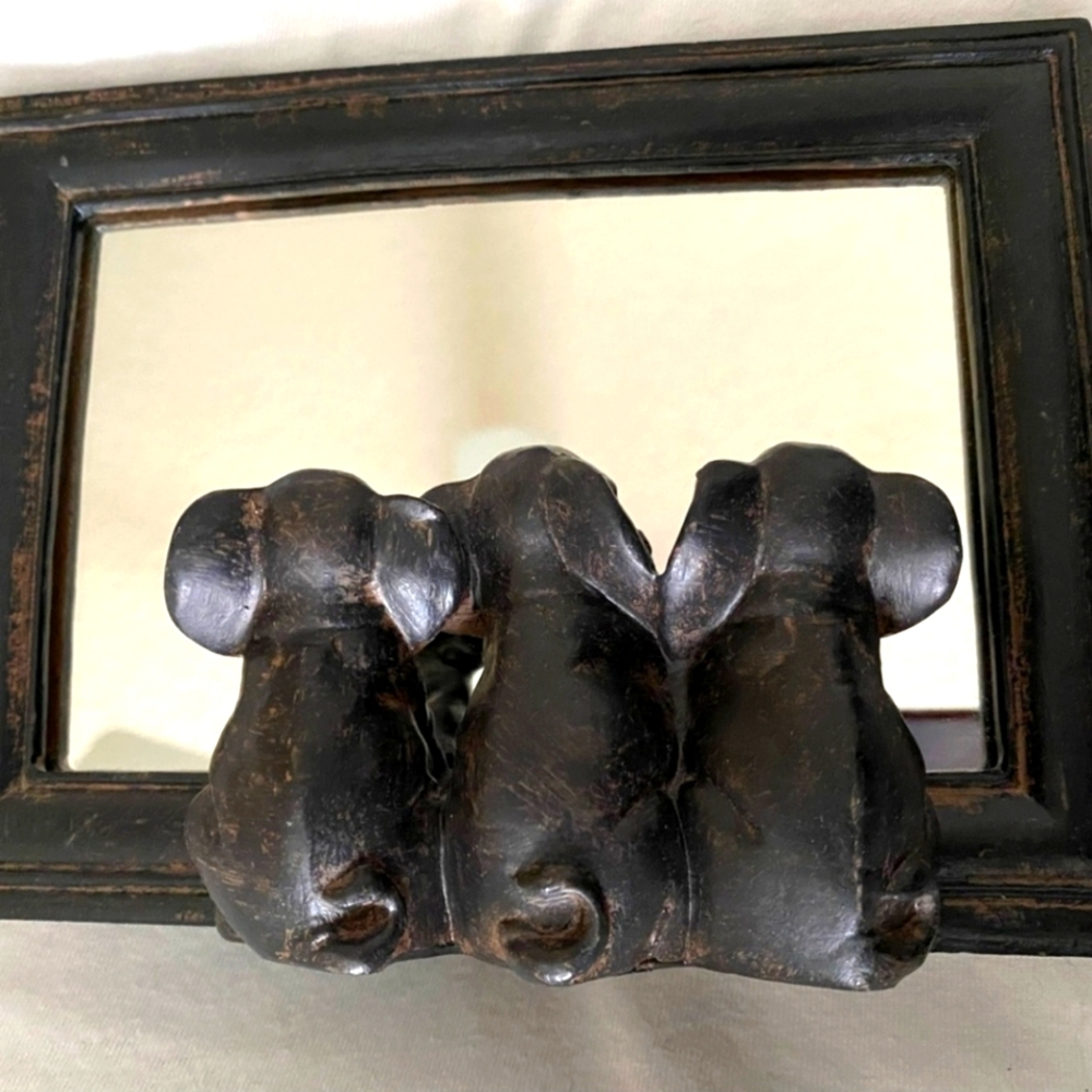 Vintage wooden pier 1 triple elephant mini mirror so cute PRICE FIRM!